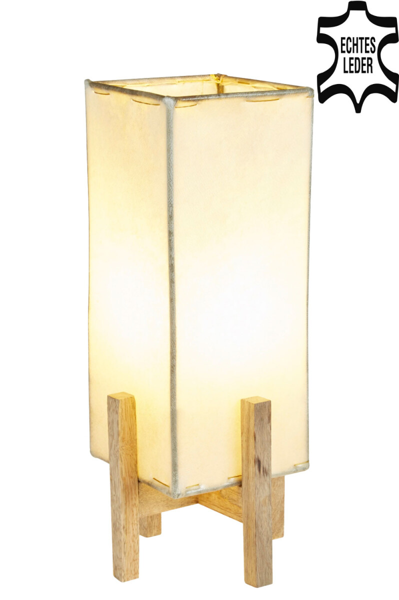 Lampe de table en cuir Janka Nature avec box