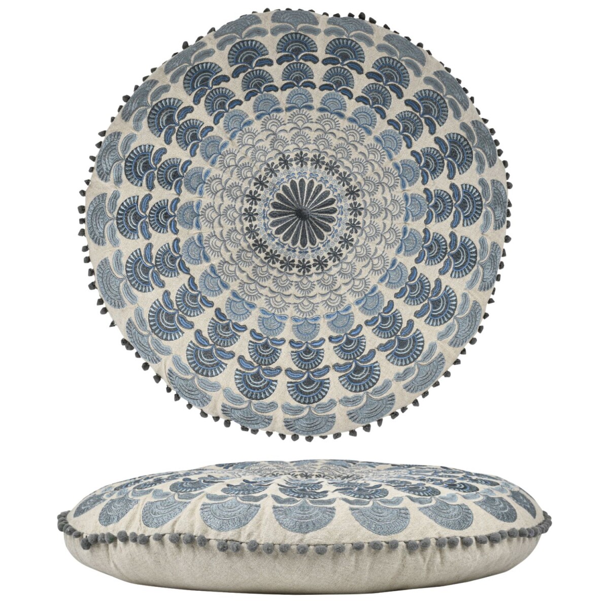 Coussin de sol Garet bleu, rond, 60 x 15 box