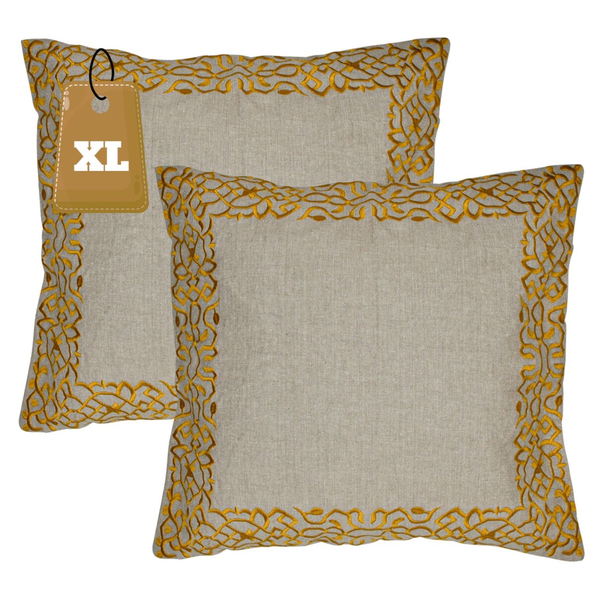 Lot de 2 housses de coussin faites main Frisia Gold 50 x 50 