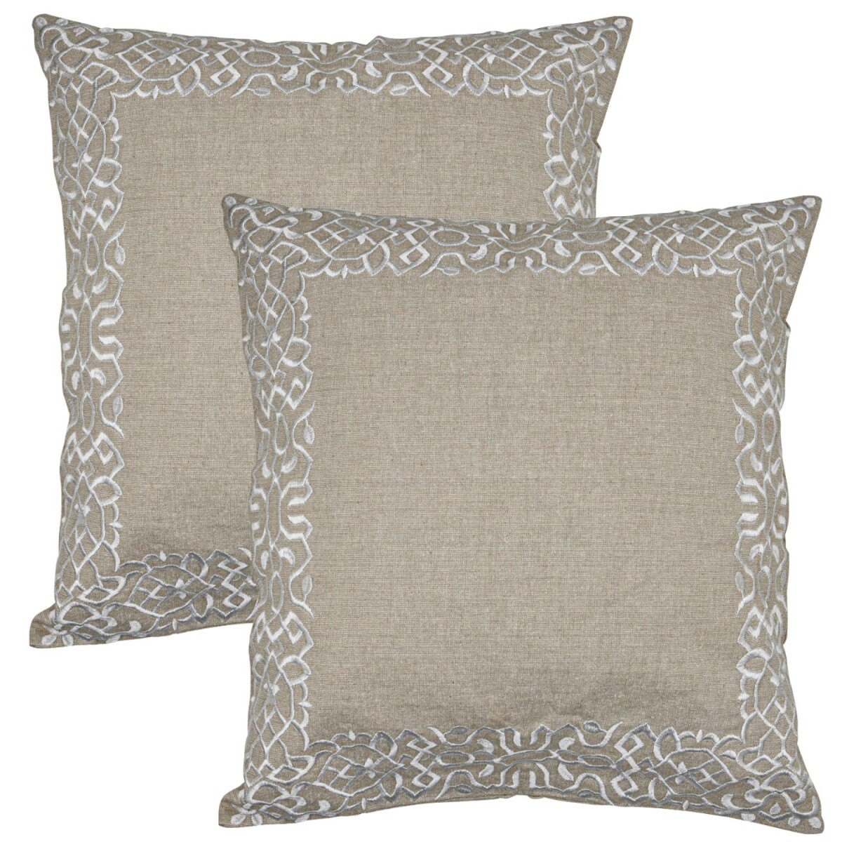 Lot de 2 housses de coussin faites main Frisia Blanc 40 x 40