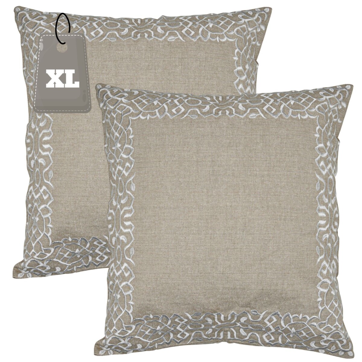 Lot de 2 housses de coussin faites main Frisia Blanc 50 x 50