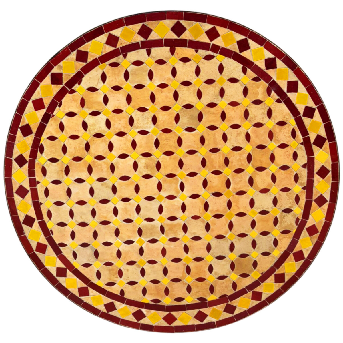 Carreau de mosaïque marocain Giralda Beige Bordeaux Jau