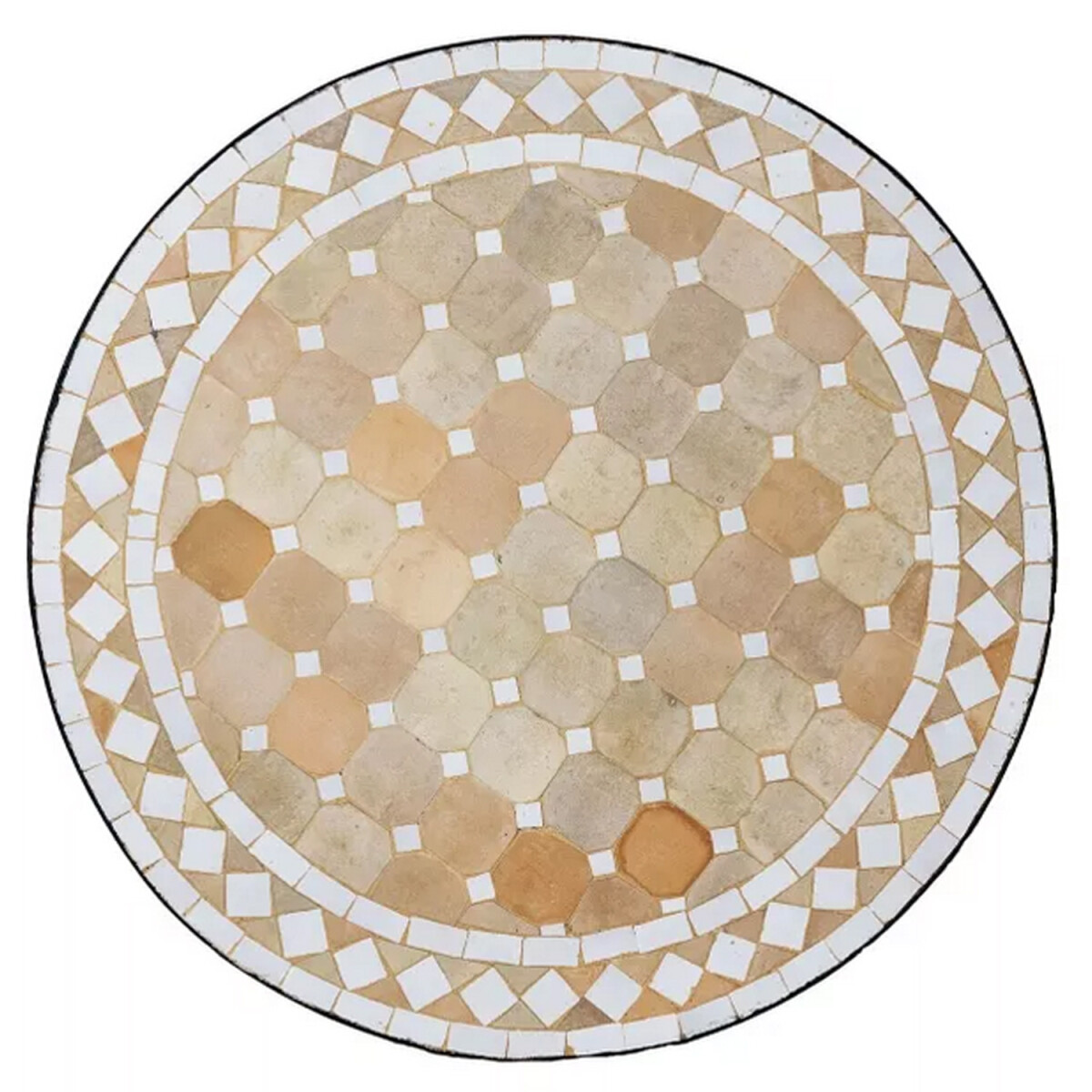 Carreau de mosaïque marocain Marrakech beige et blanc 8