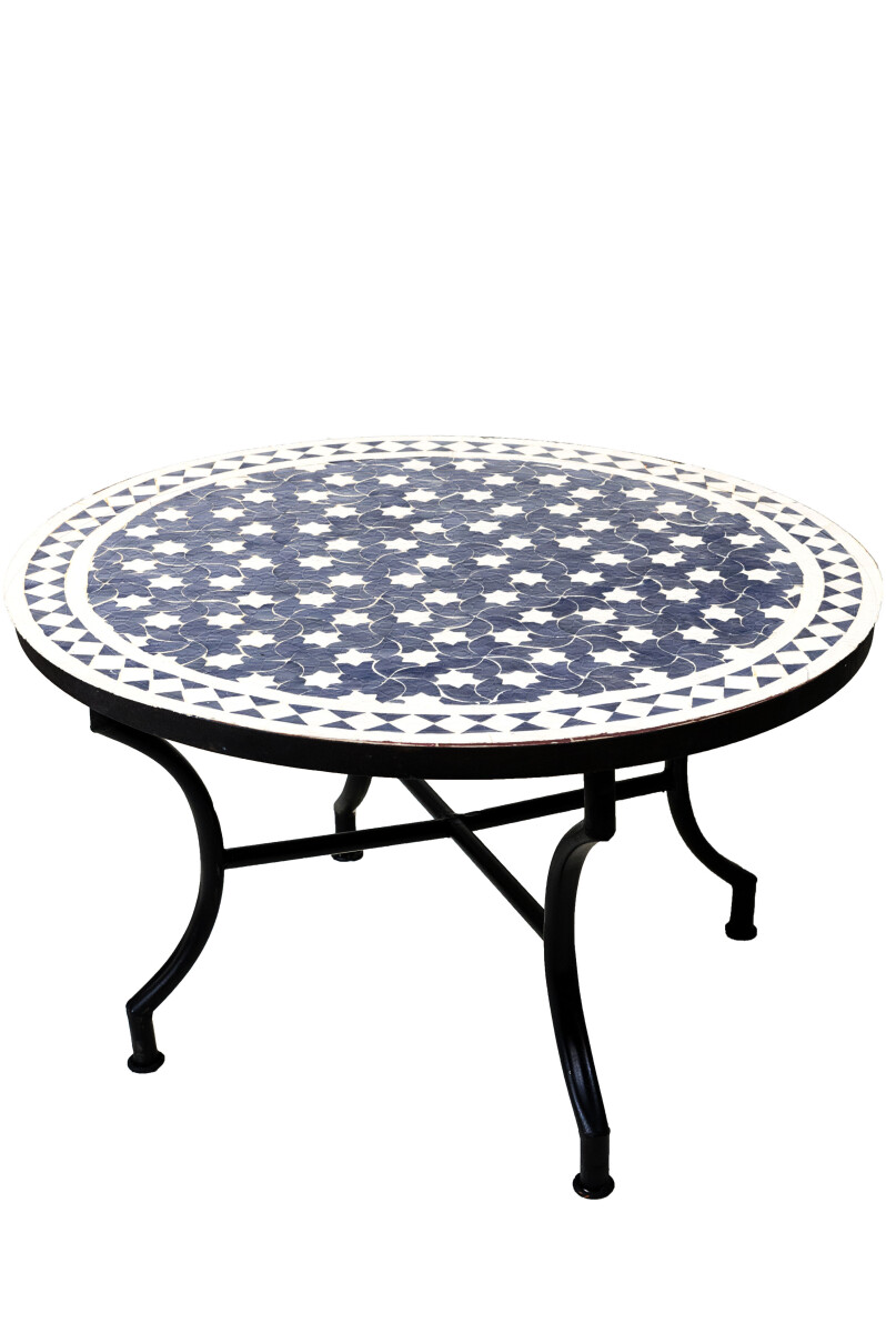 Table marocaine en mosa&iuml;que Estrella bleu et...