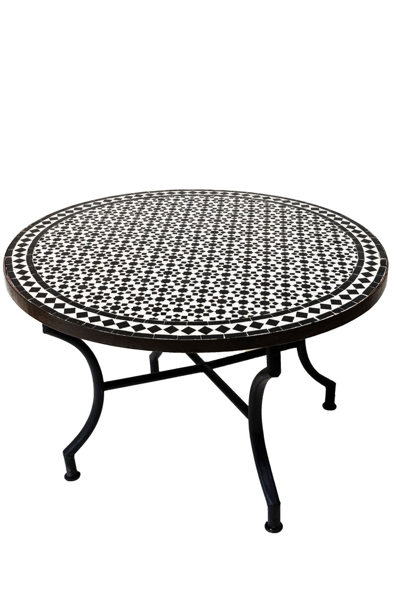 Table en mosaïque marocaine Albaicin noir et blanc, &os